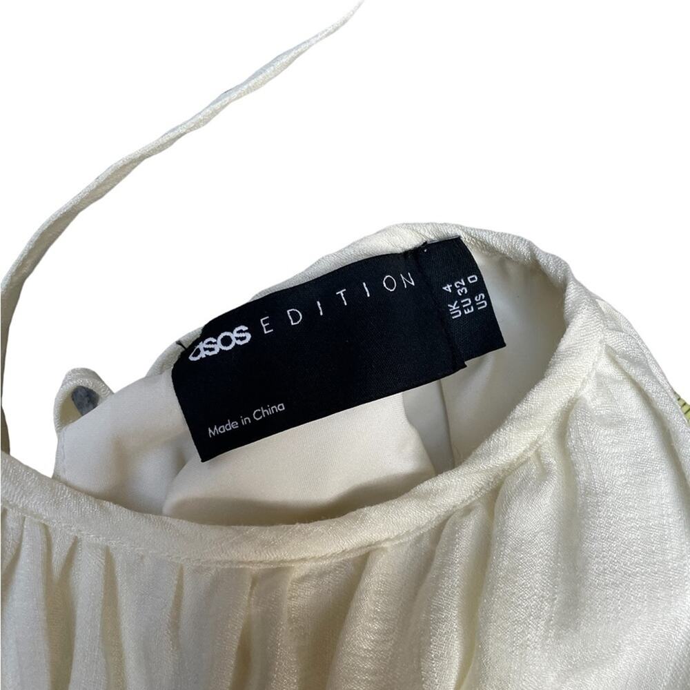 NWT ASOS EDITION Smock Peasant Midi Dress Womens O Cream - Picture 15 of 16